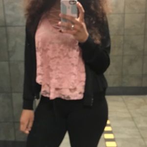 Pink floral crop top